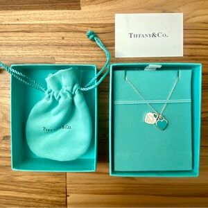 NIB Tiffany Blue Double Heart Tag Pendant (silver, small) original price $475